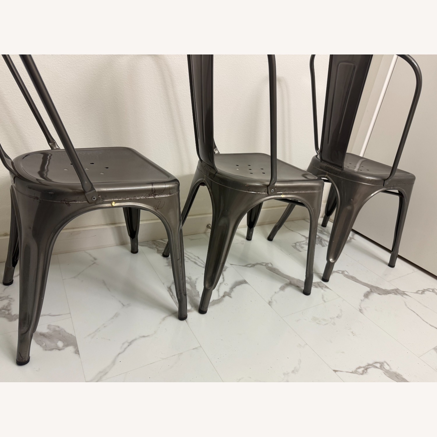 Tolix Indoor Steel Chairs- Set of 3 - image-3