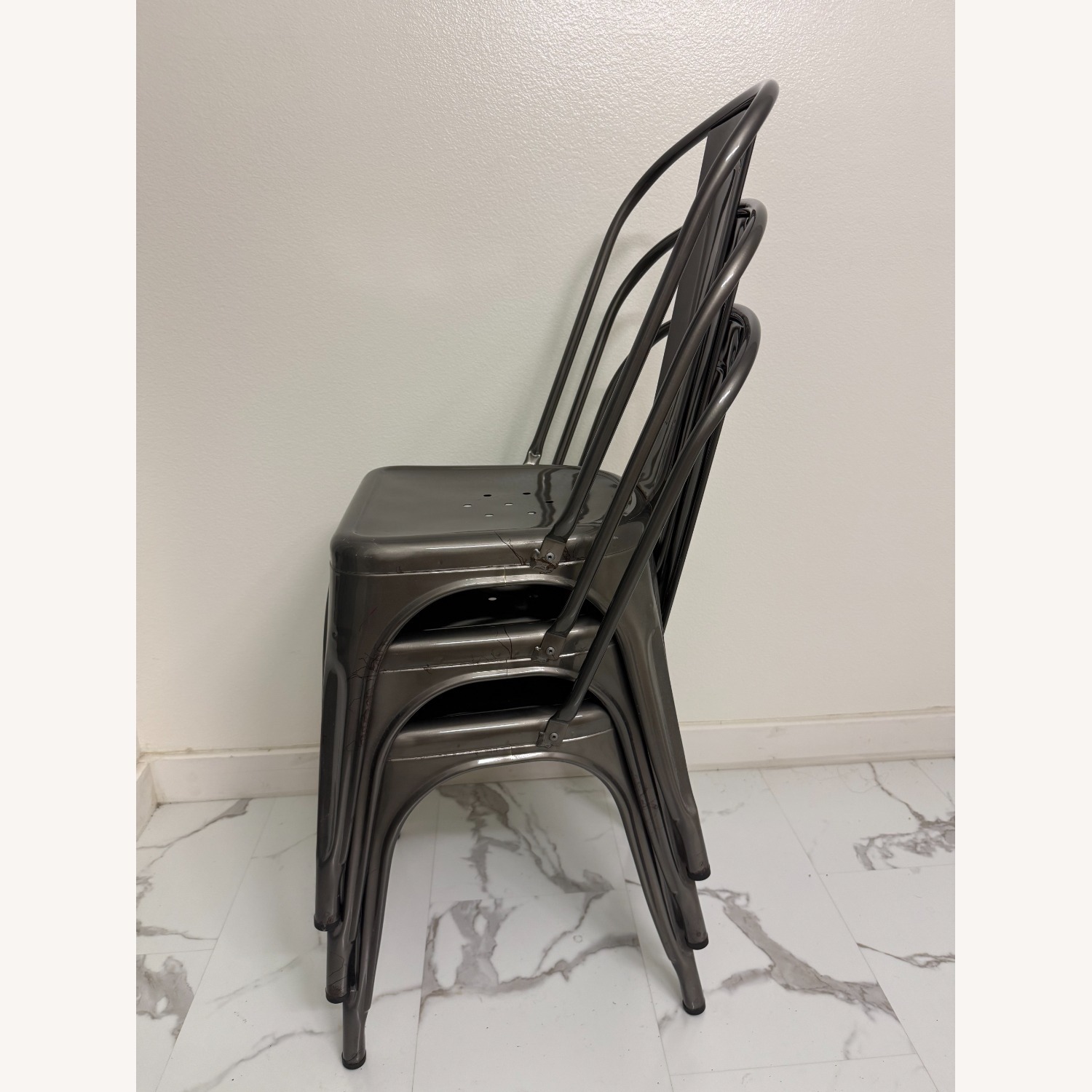 Tolix Indoor Steel Chairs- Set of 3 - image-8