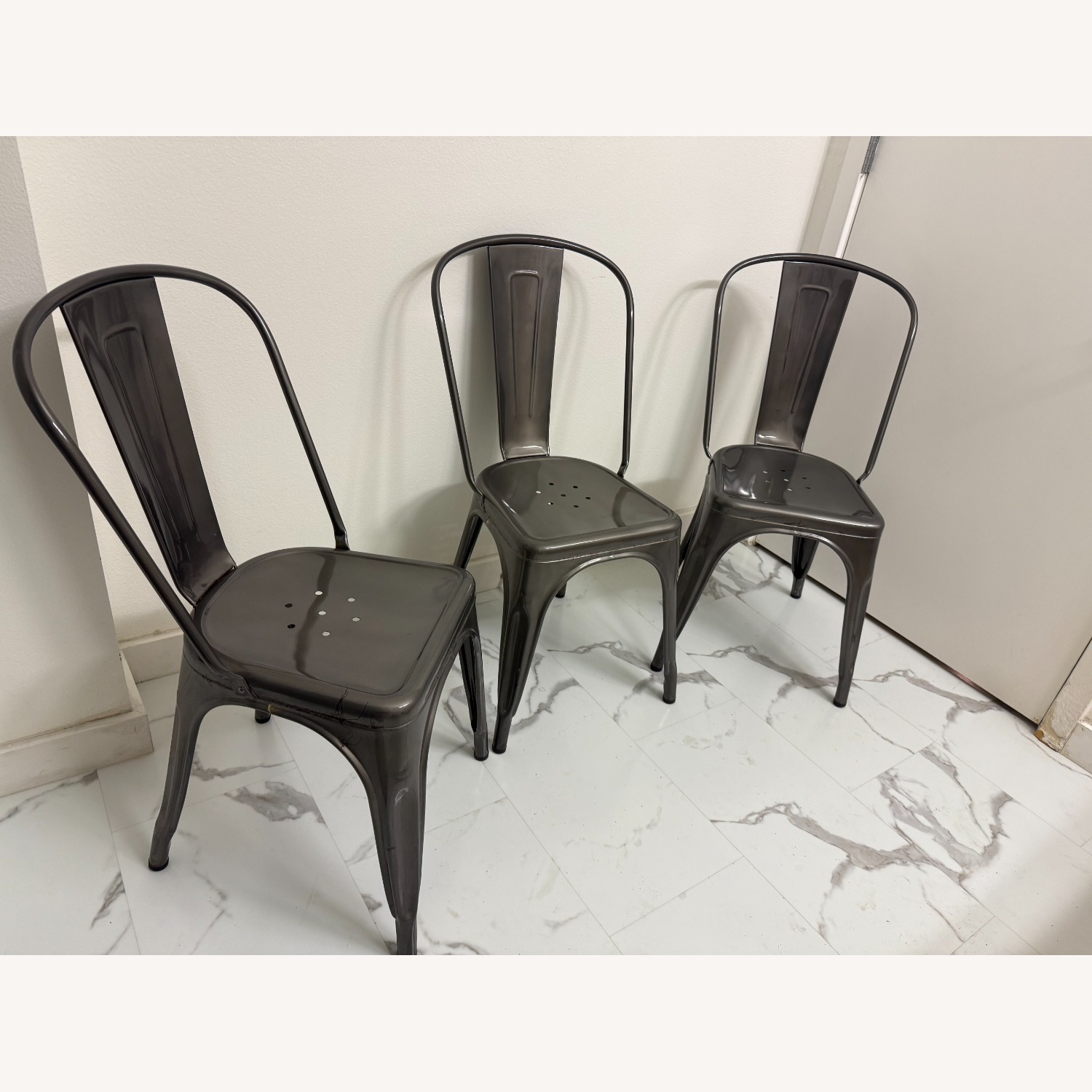 Tolix Indoor Steel Chairs- Set of 3 - image-1