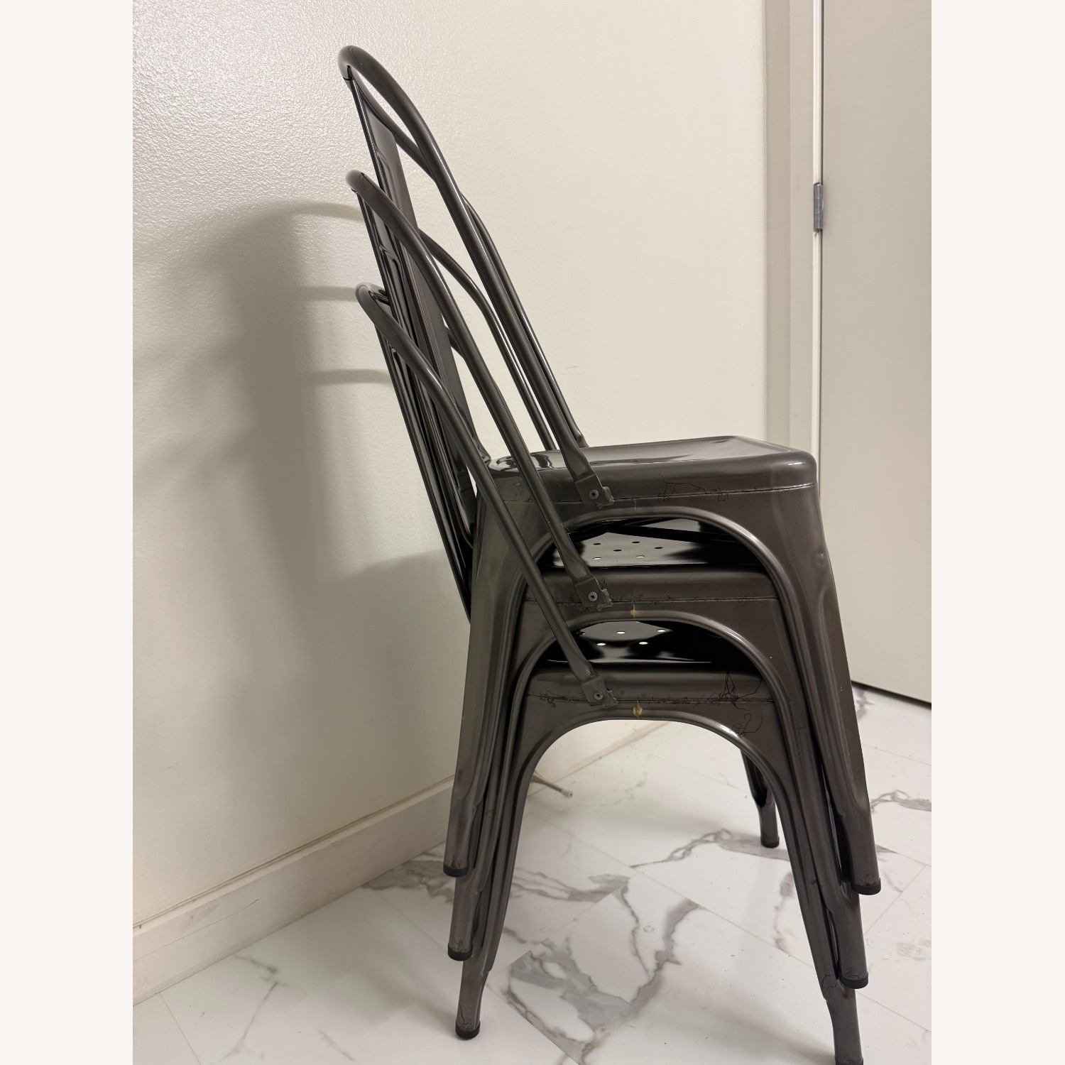 Tolix Indoor Steel Chairs- Set of 3 - image-7