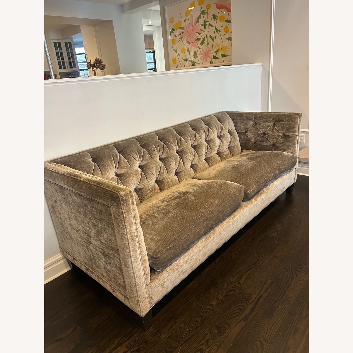 Kravet Designer Grey Tufted Sofa  - image-1