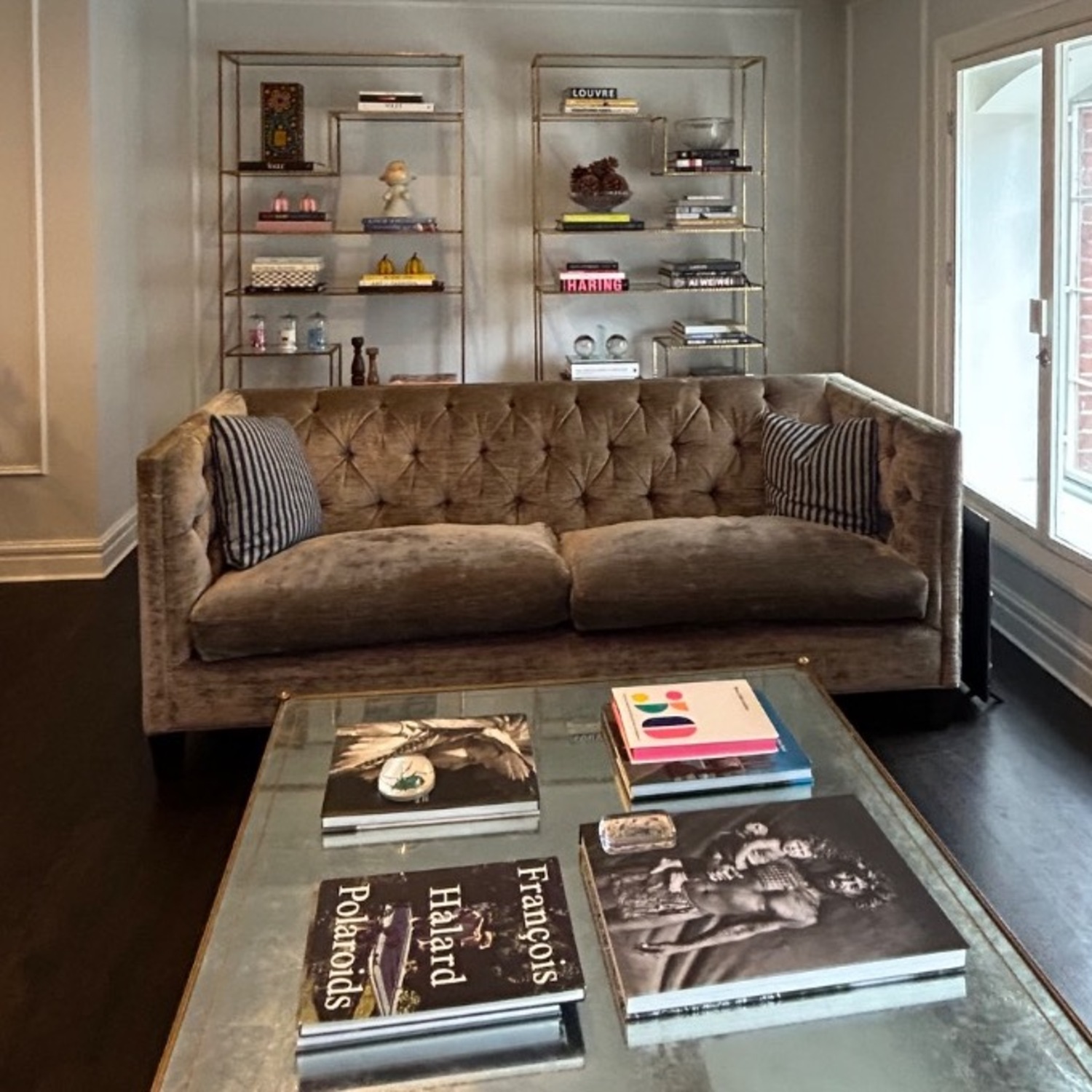 Kravet Designer Grey Tufted Sofa  - image-2