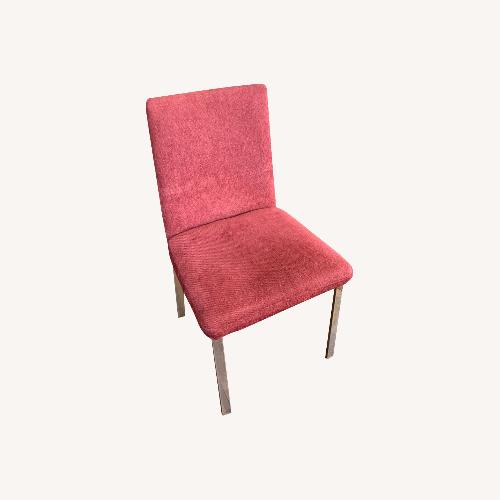 Used Red Velvet Dining Chairs with Gold Metal Frame for sale on AptDeco