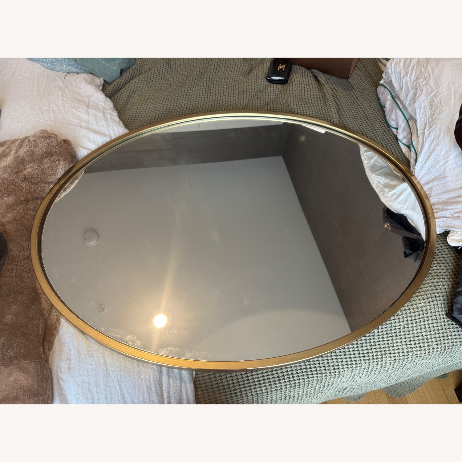 West Elm Gold Oval Wall Mirror - image-2