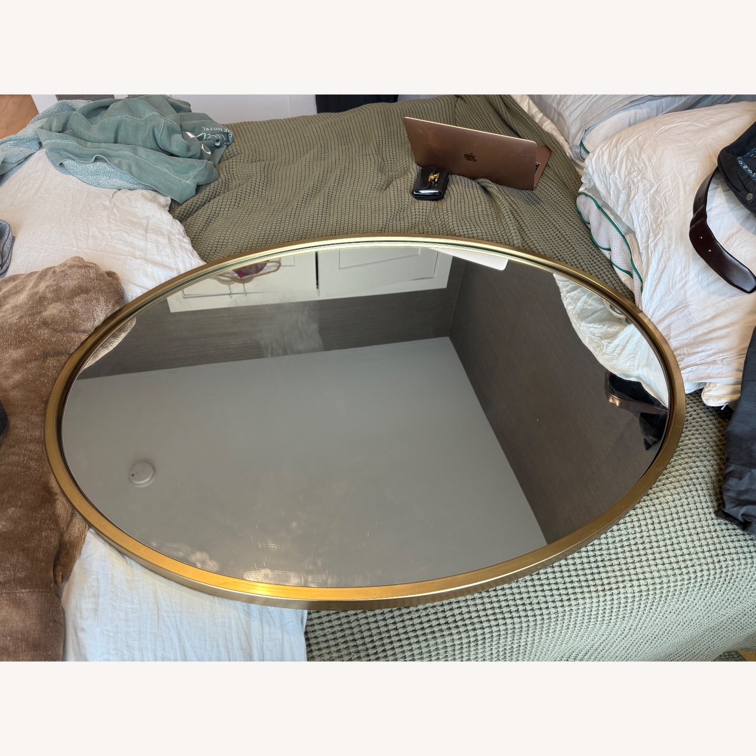 West Elm Gold Oval Wall Mirror - image-3