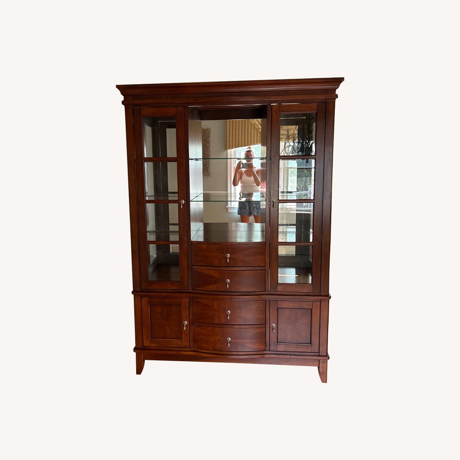 Walnut Bar and China Cabinet - image-0