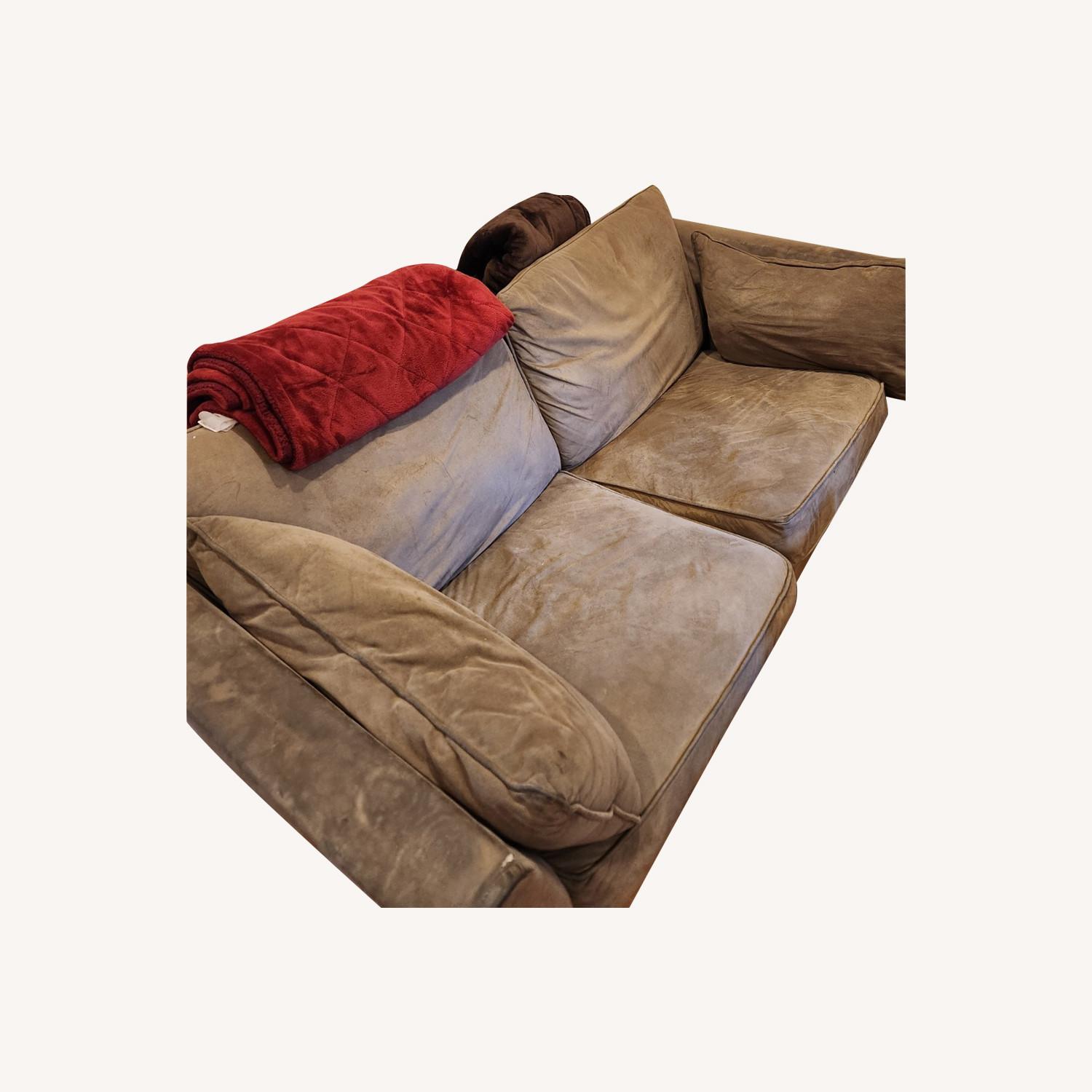2-Seater Suede Sleeper Sofa W Mattress - image-0