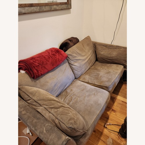 Used 2-Seater Suede Sleeper Sofa W Mattress for sale on AptDeco