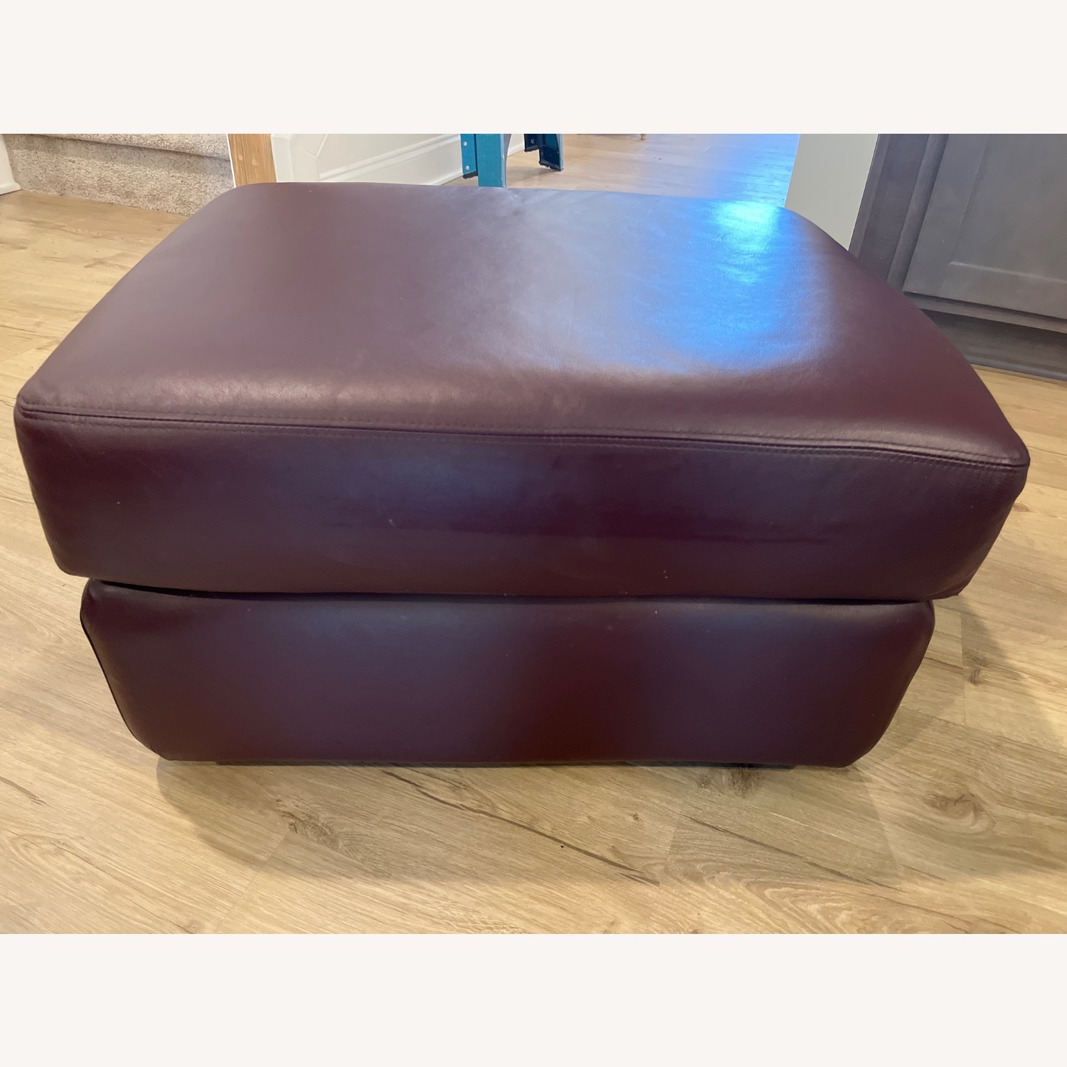 Chocolate Brown Leather Footstool - image-3