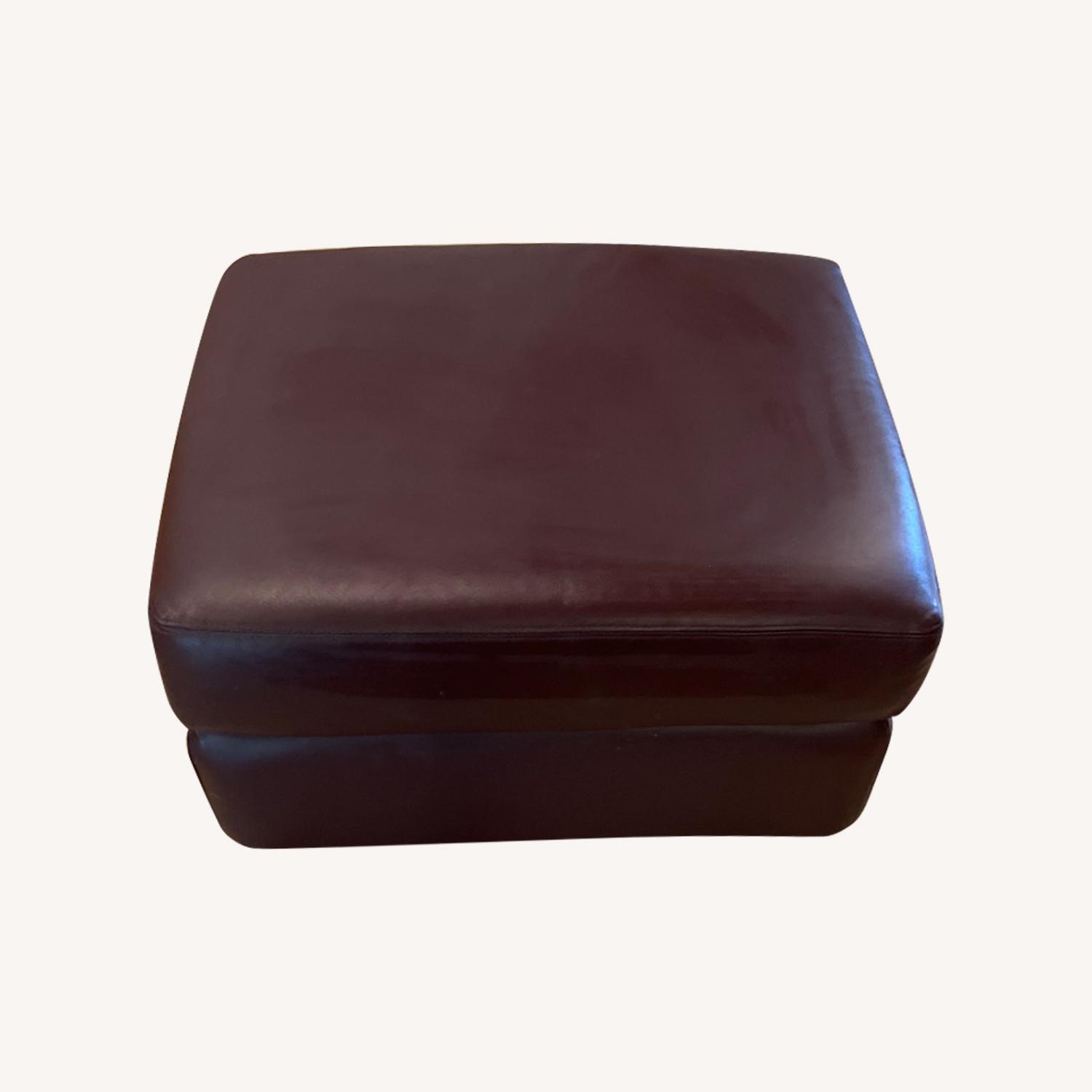 Chocolate Brown Leather Footstool - image-0