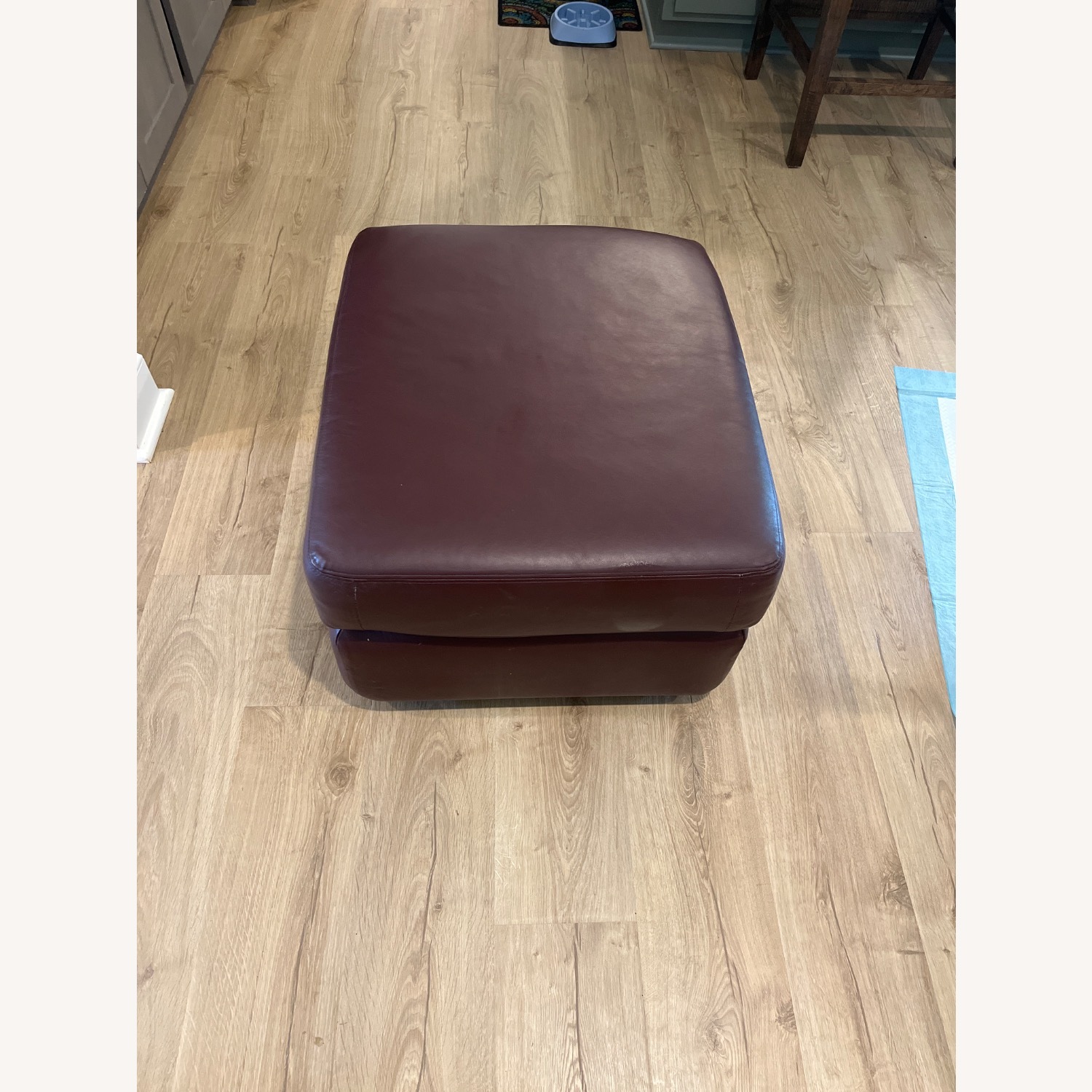 Chocolate Brown Leather Footstool - image-2
