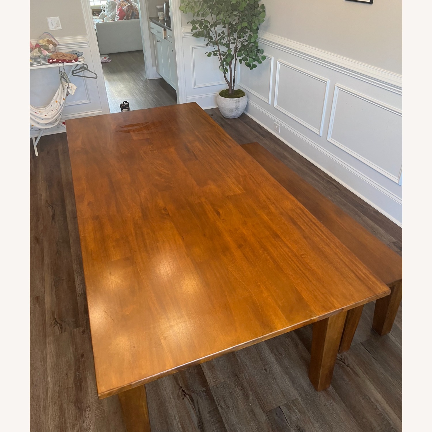 Crate & Barrel 82'' Dining Table and Bench - image-7