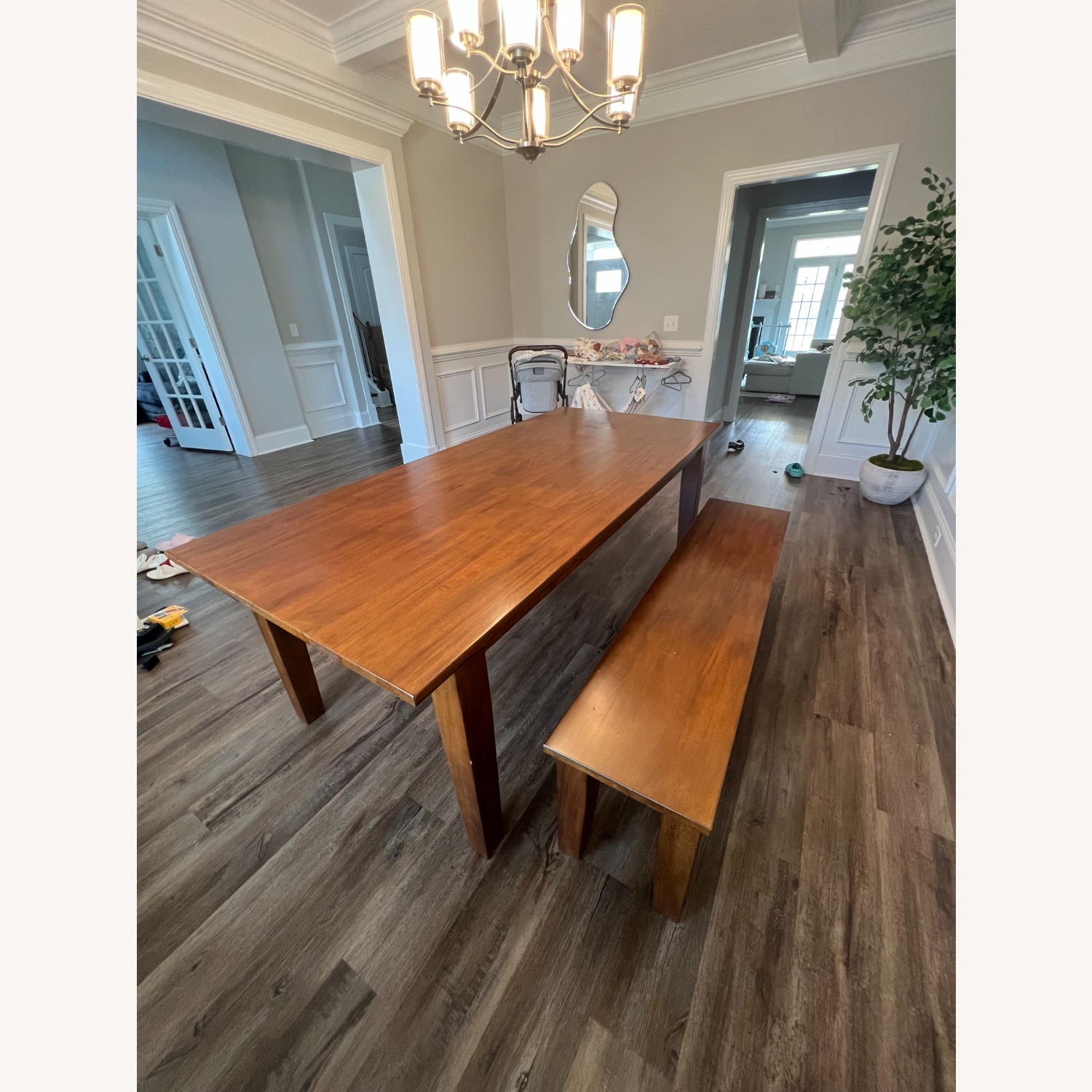 Crate & Barrel 82'' Dining Table and Bench - image-1