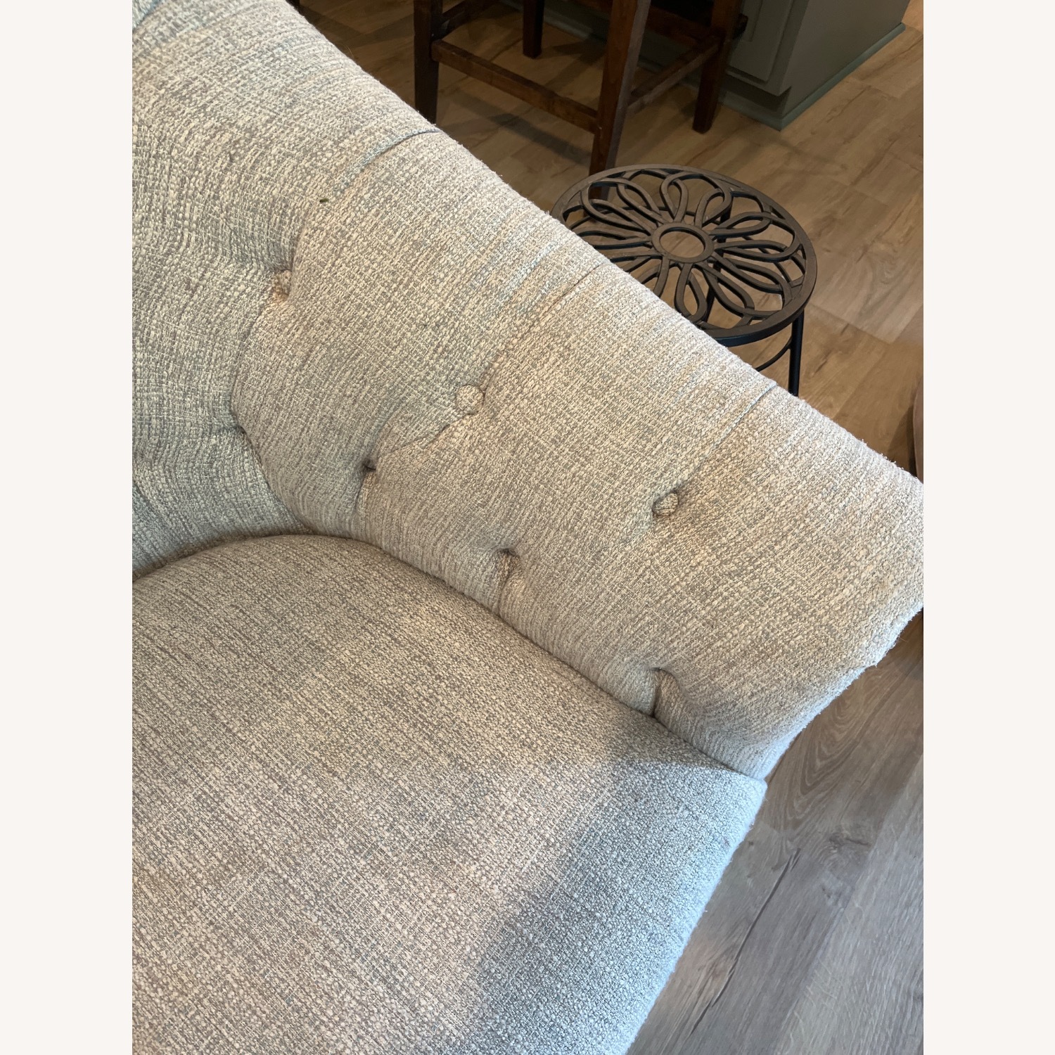 Earth Toned Blue and Beige Settee - image-4