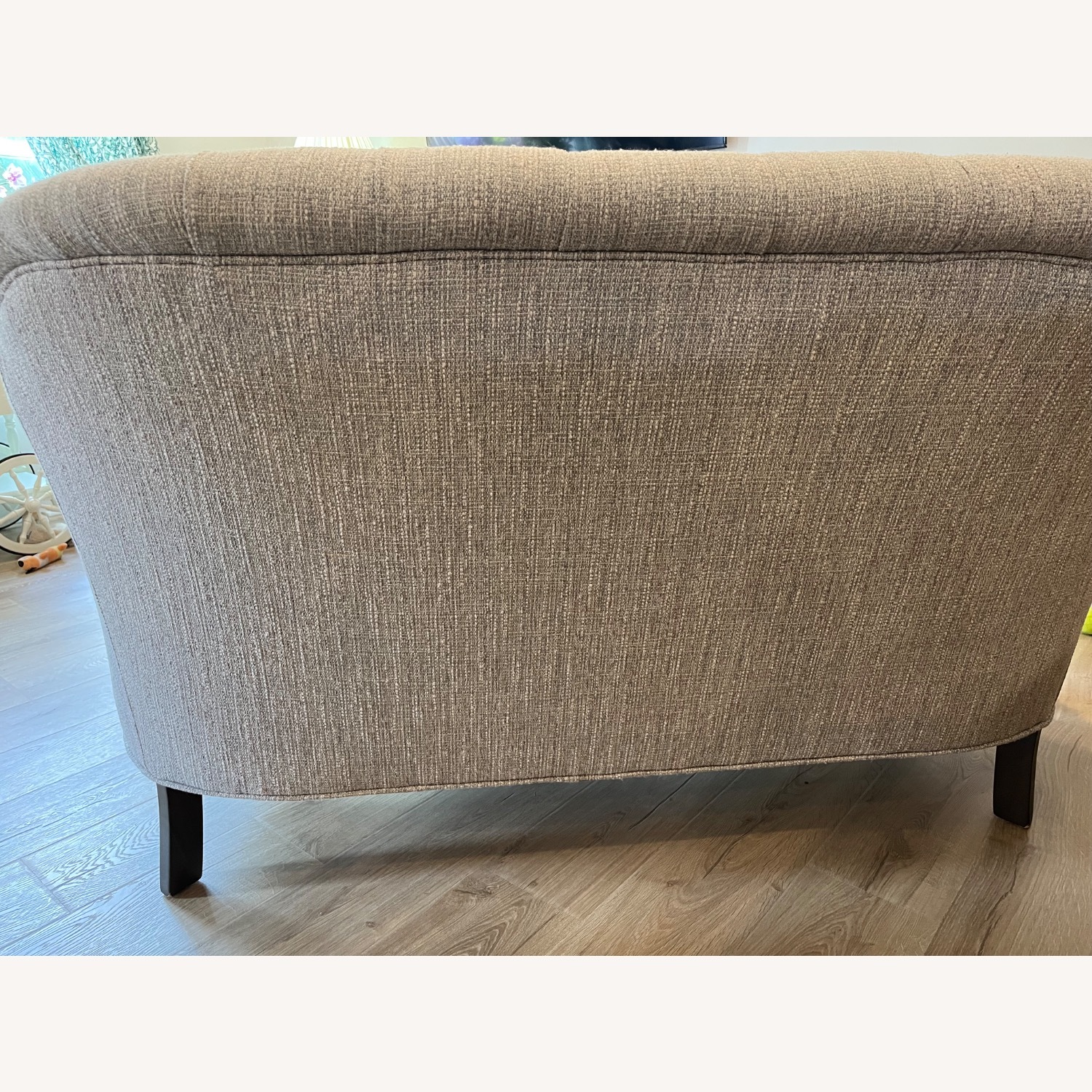 Earth Toned Blue and Beige Settee - image-1