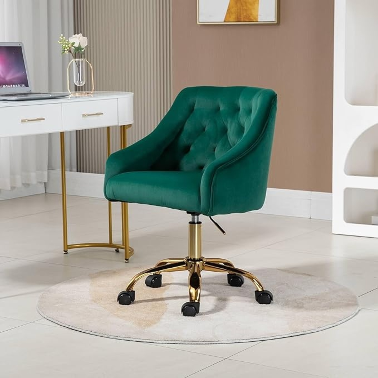 Living Spaces Green Swivel Office Chair - image-6