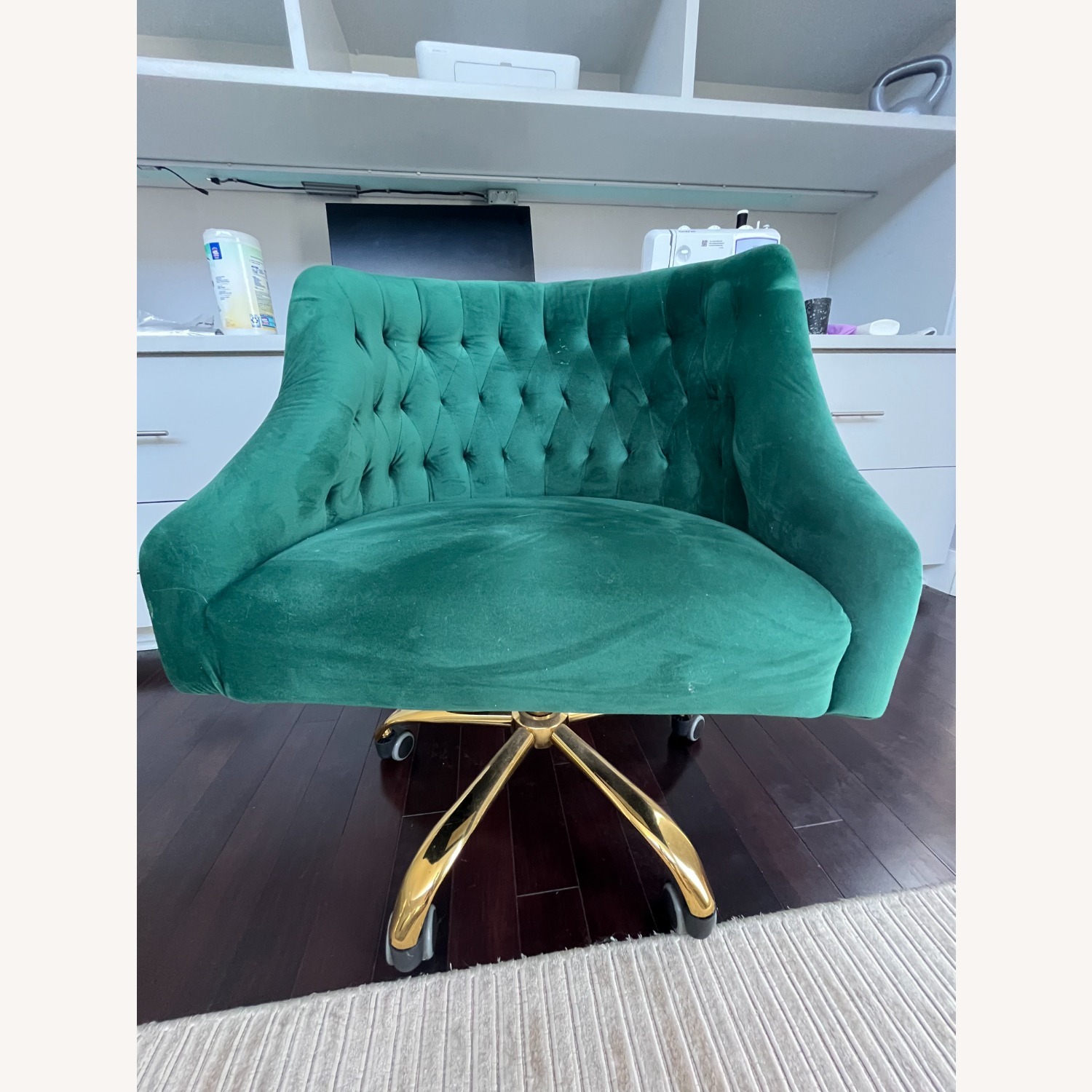Living Spaces Green Swivel Office Chair - image-1