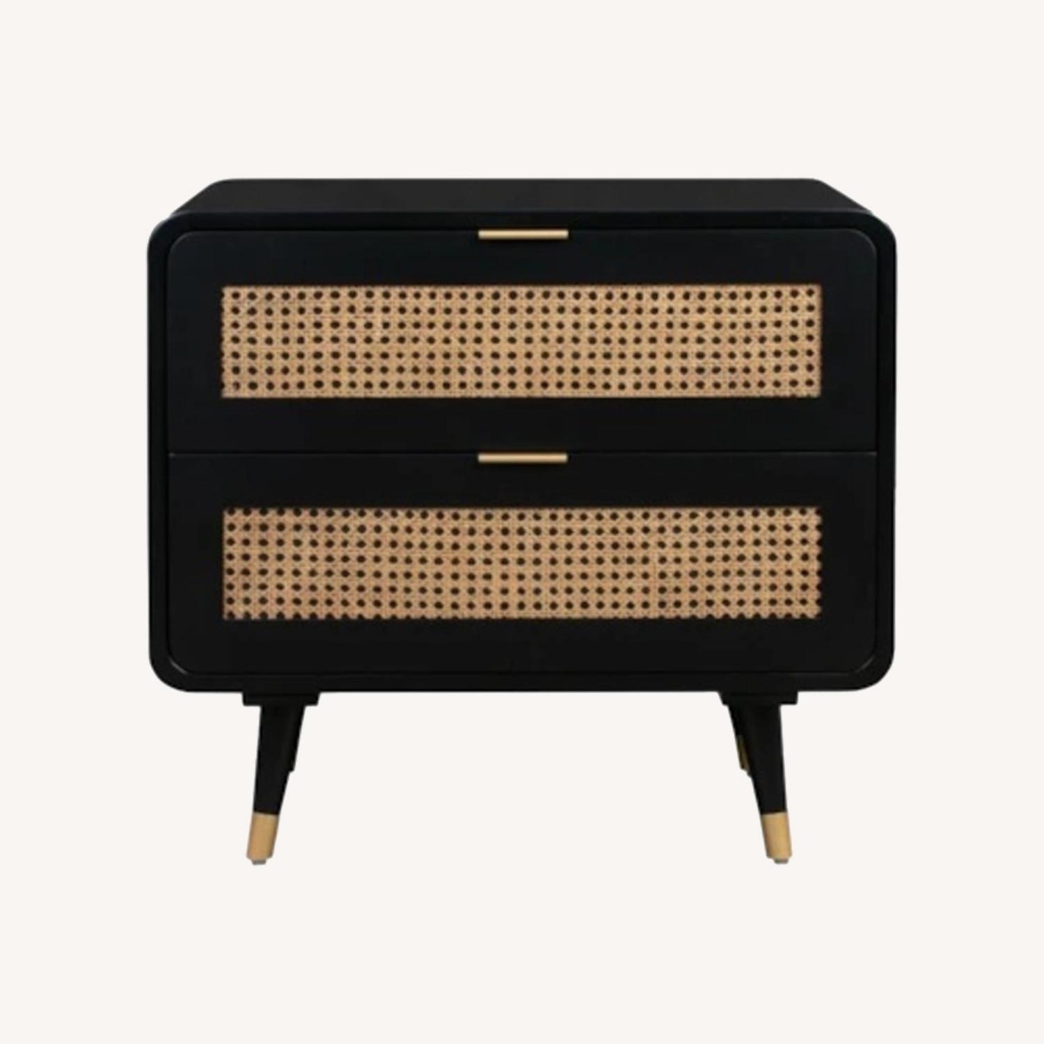 Living Spaces Black & Cane Nightstand Set of 2 - image-0