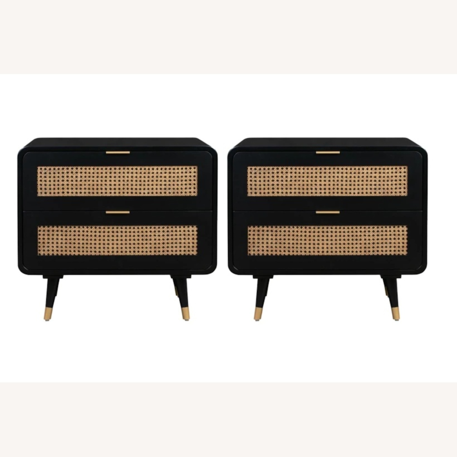 Living Spaces Black & Cane Nightstand Set of 2 - image-6