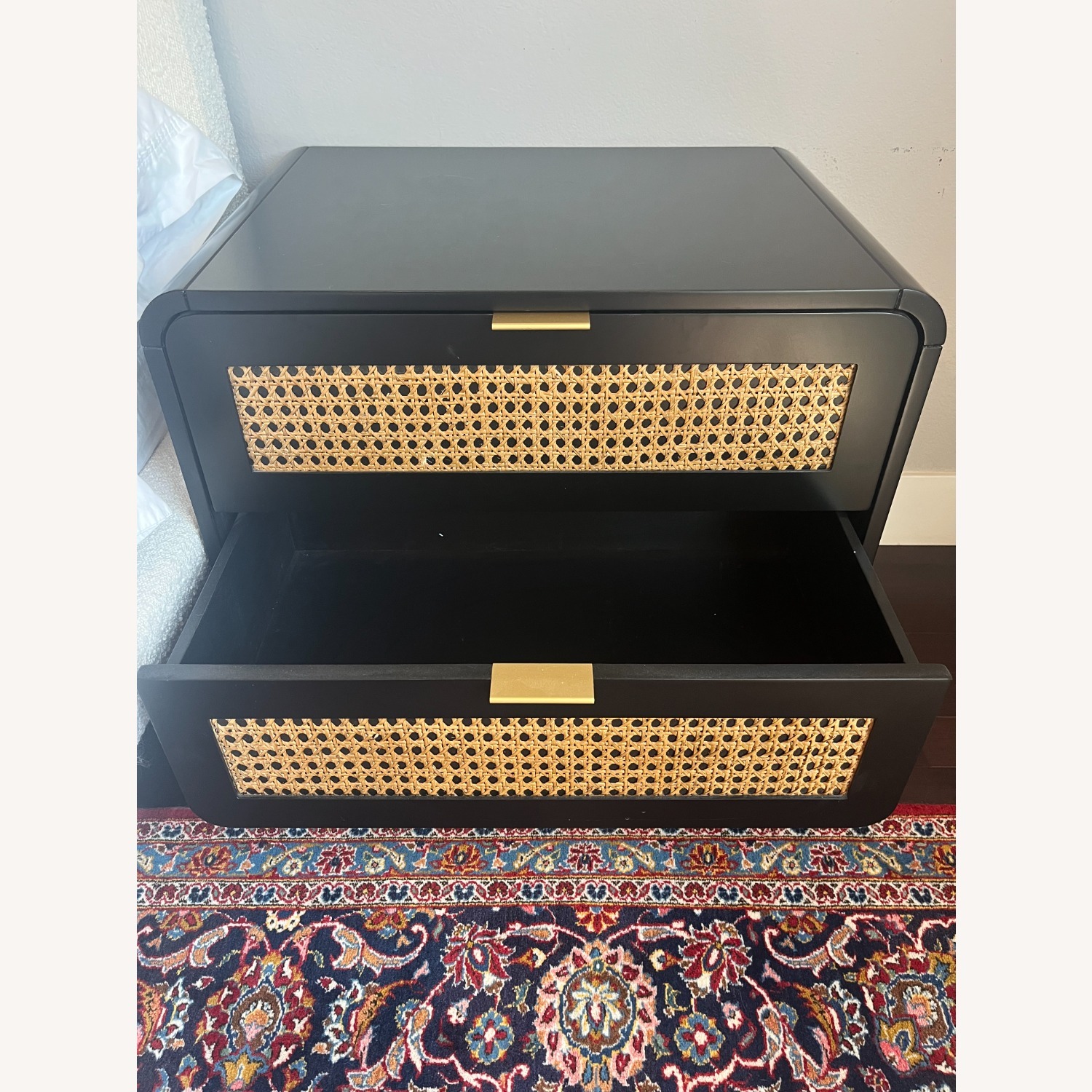 Living Spaces Black & Cane Nightstand Set of 2 - image-2