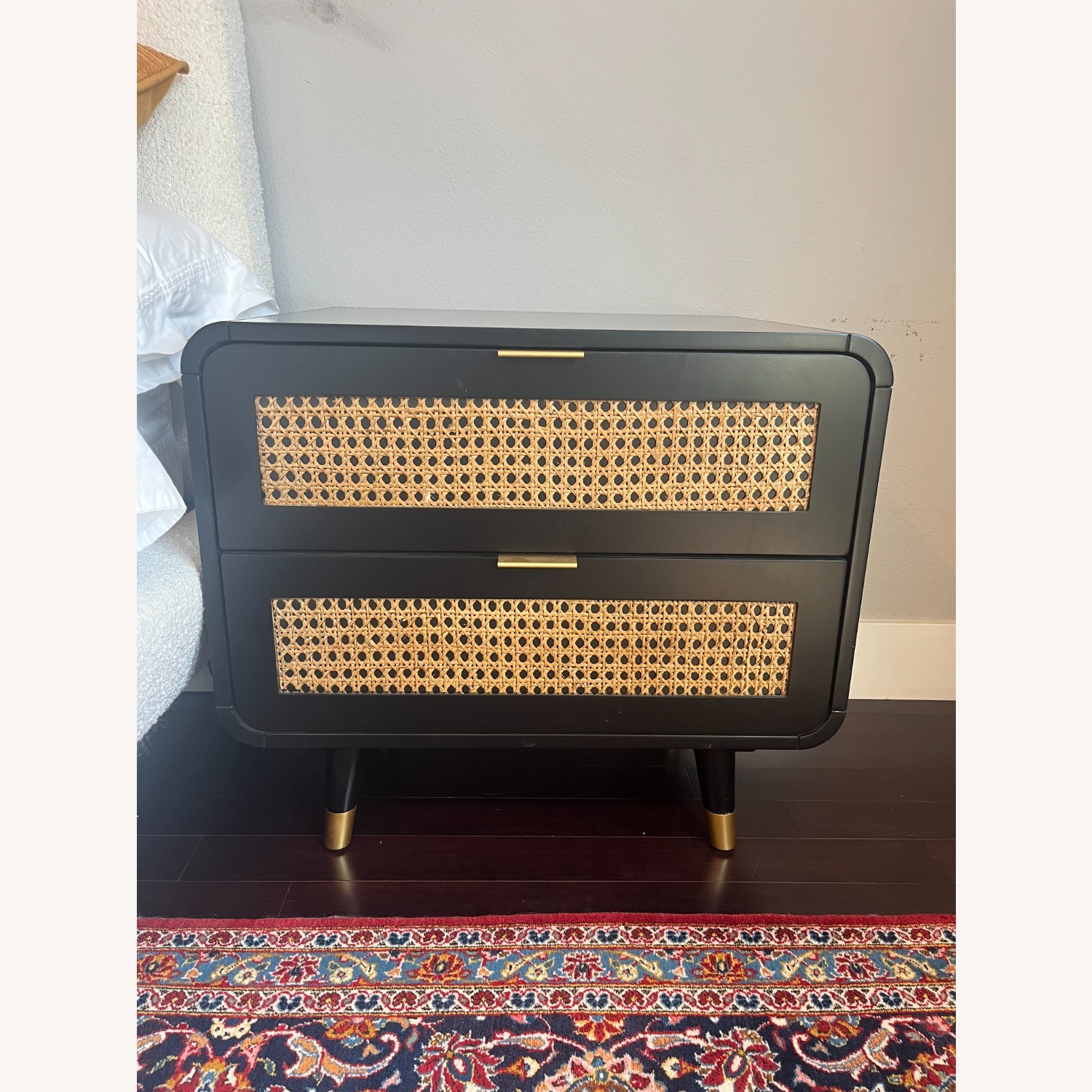 Living Spaces Black & Cane Nightstand Set of 2 - image-1