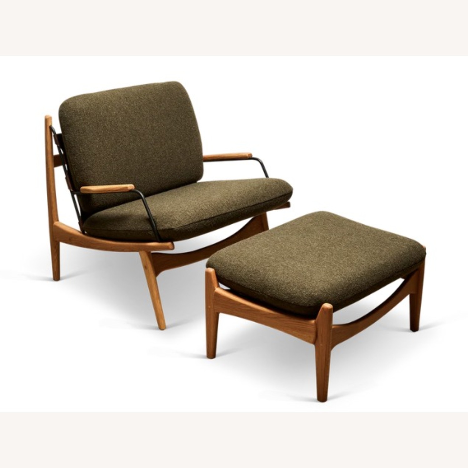 Lawson-Fenning Maker's Armchair + Ottoman Lt Green - image-0