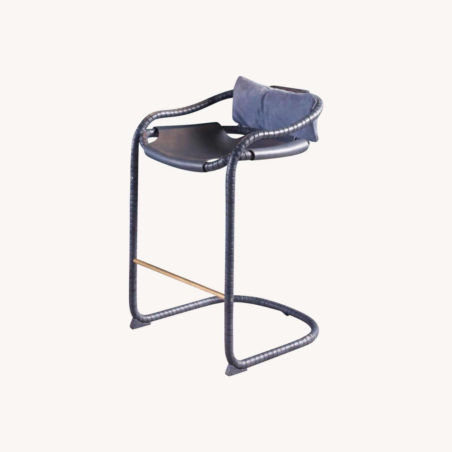 Ochre caribou stools set of 3 Luxury Leather - image-0