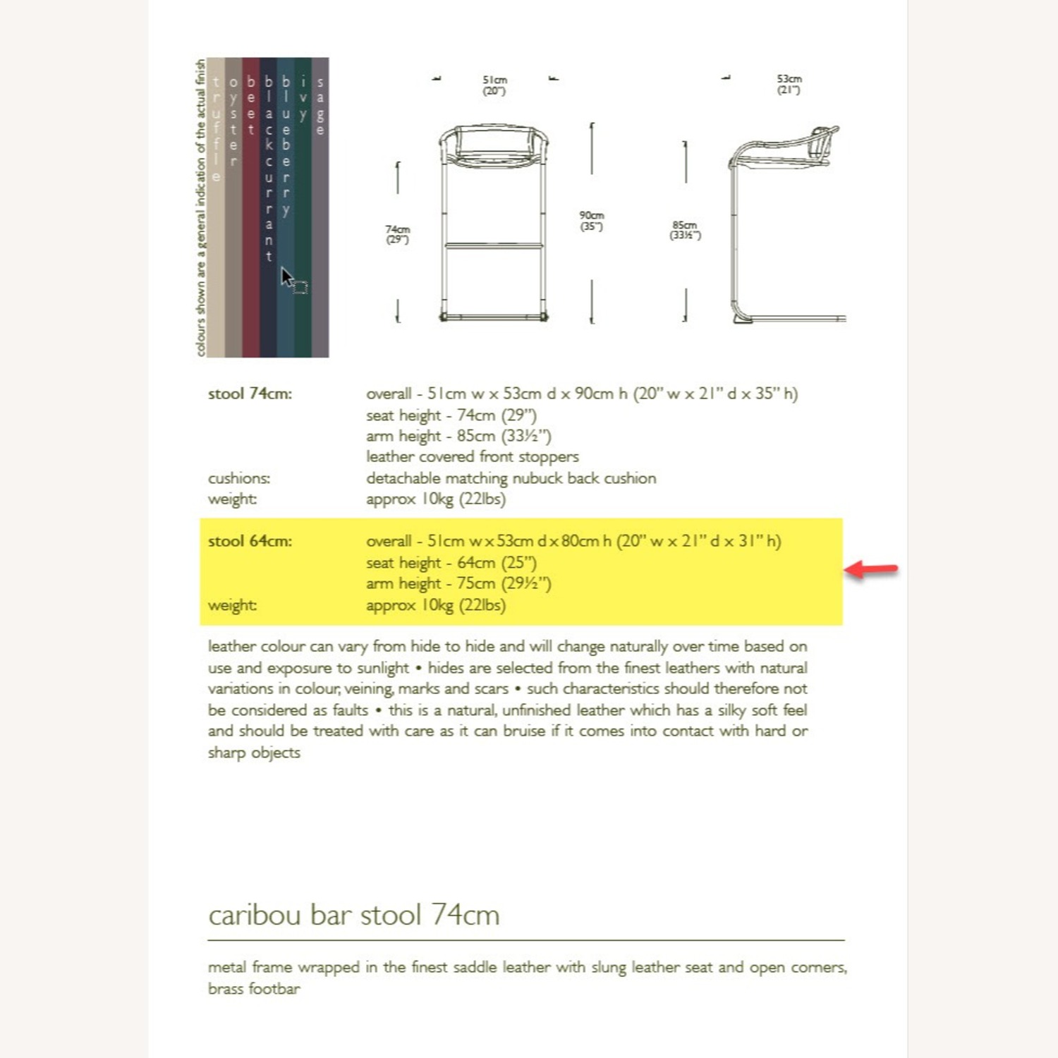 Ochre caribou stools set of 3 Luxury Leather - image-5