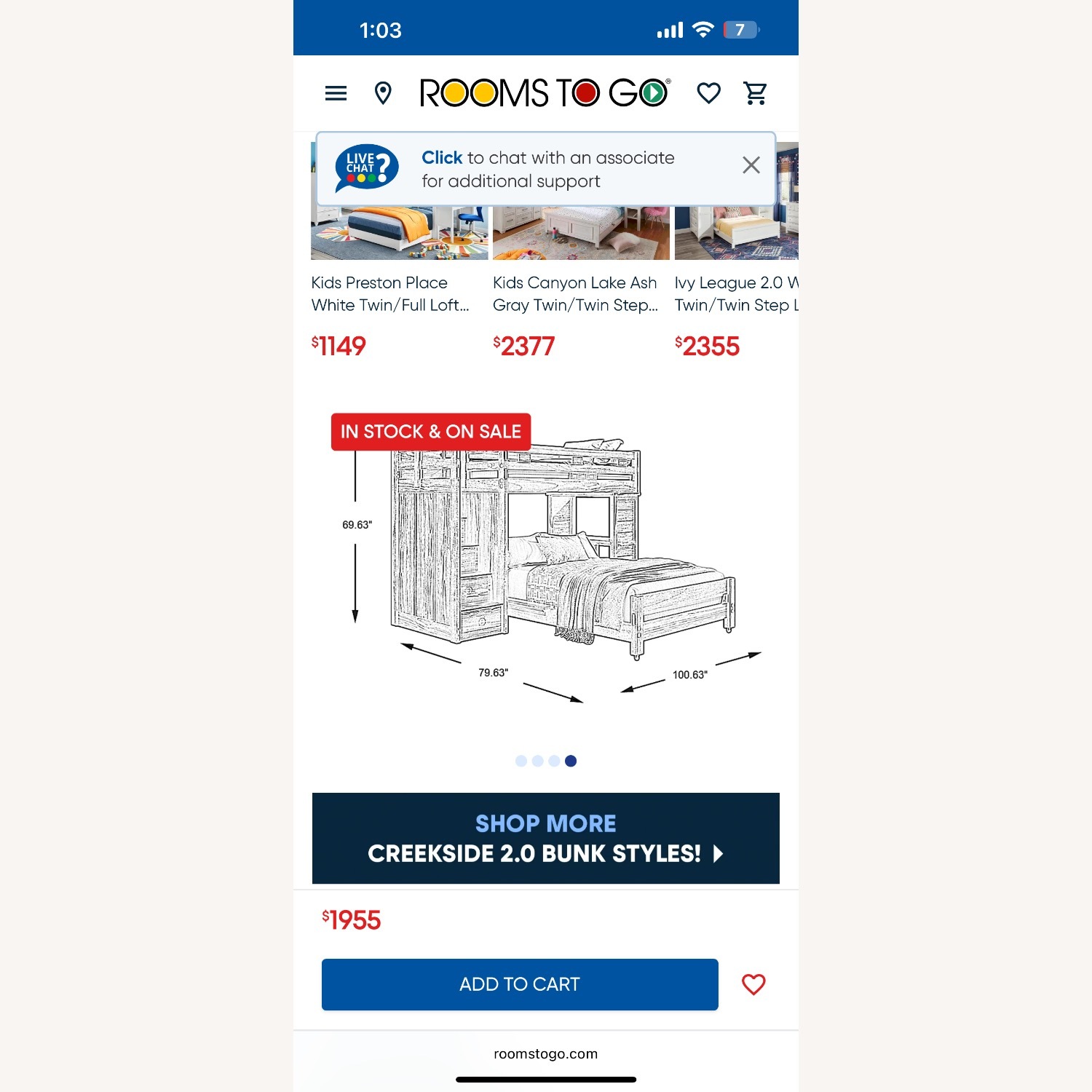 Rooms To Go Creekside Twin/Full Loft Bunk Bed - image-5