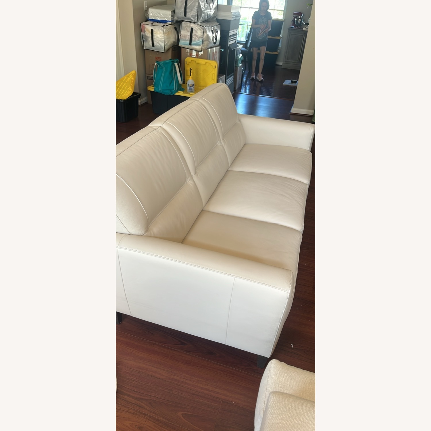 Home Goods Real Leather White Sofa - image-2