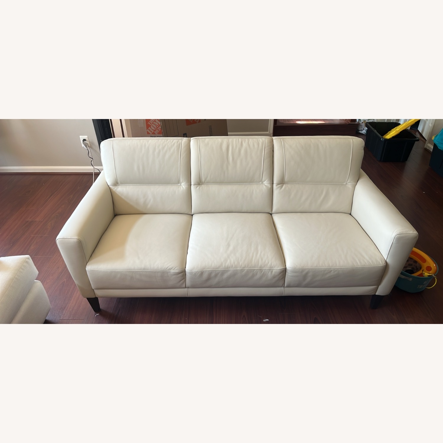 Home Goods Real Leather White Sofa - image-1