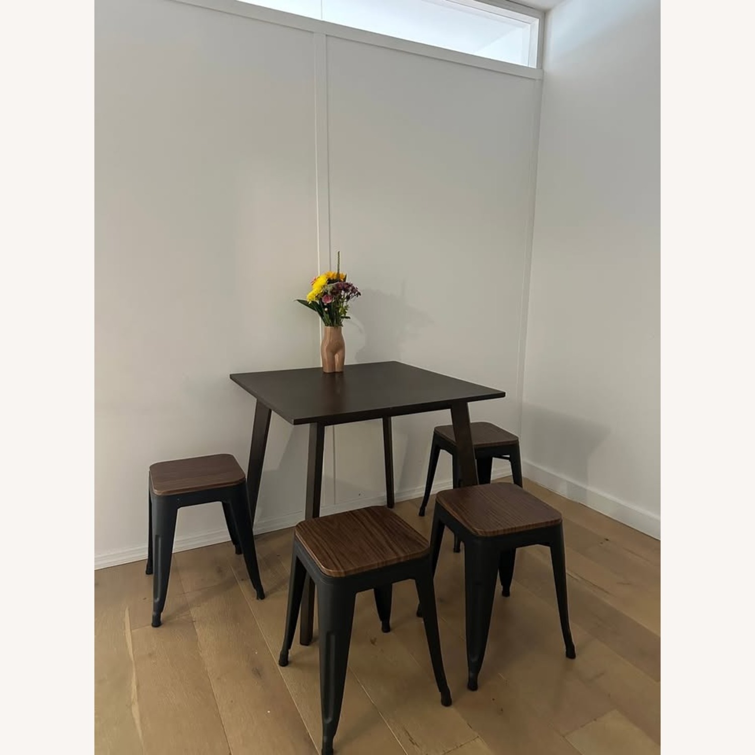 Dark Brown Wood Table Set for 4 - image-2