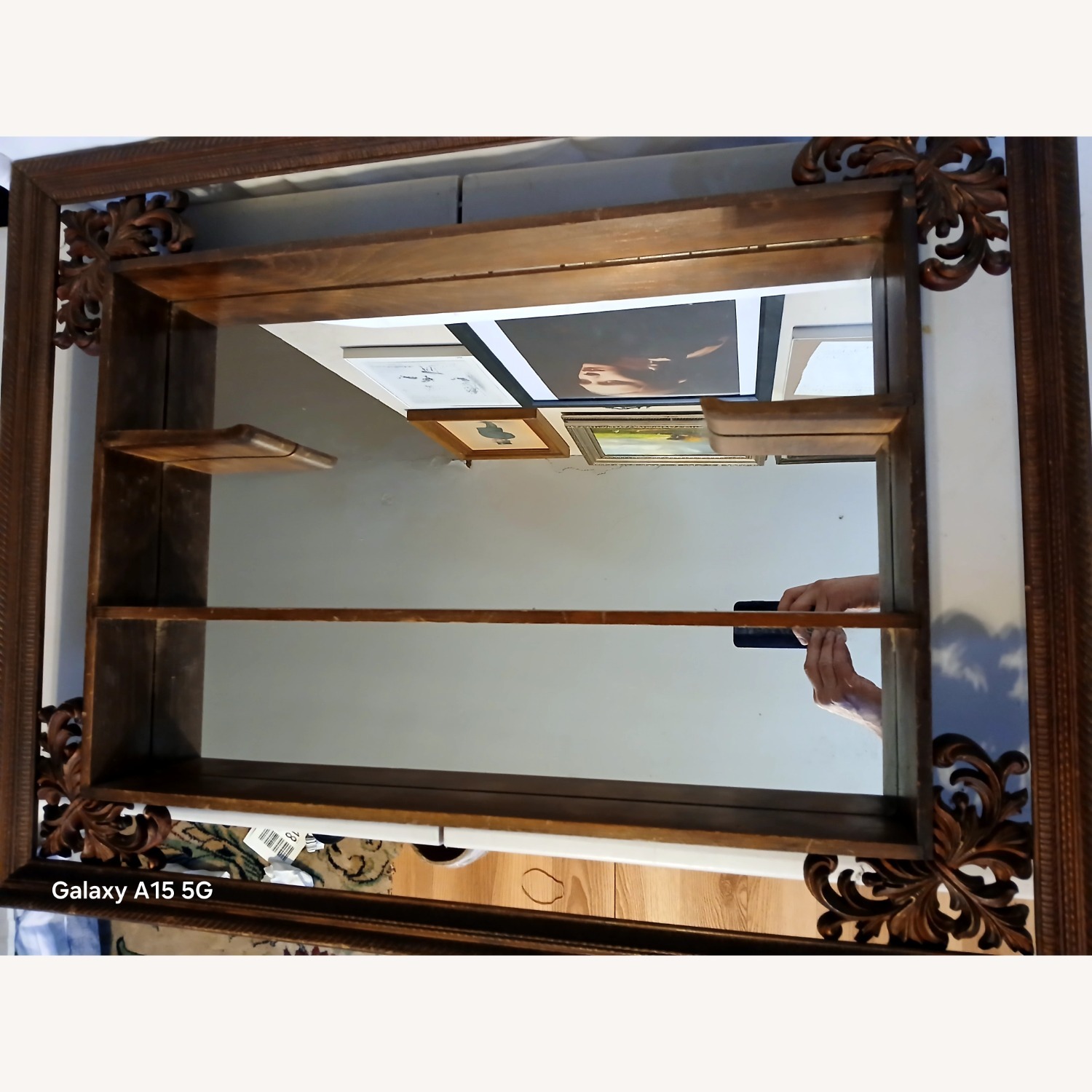 Vintage Mirror with Wooden Shelves - image-3