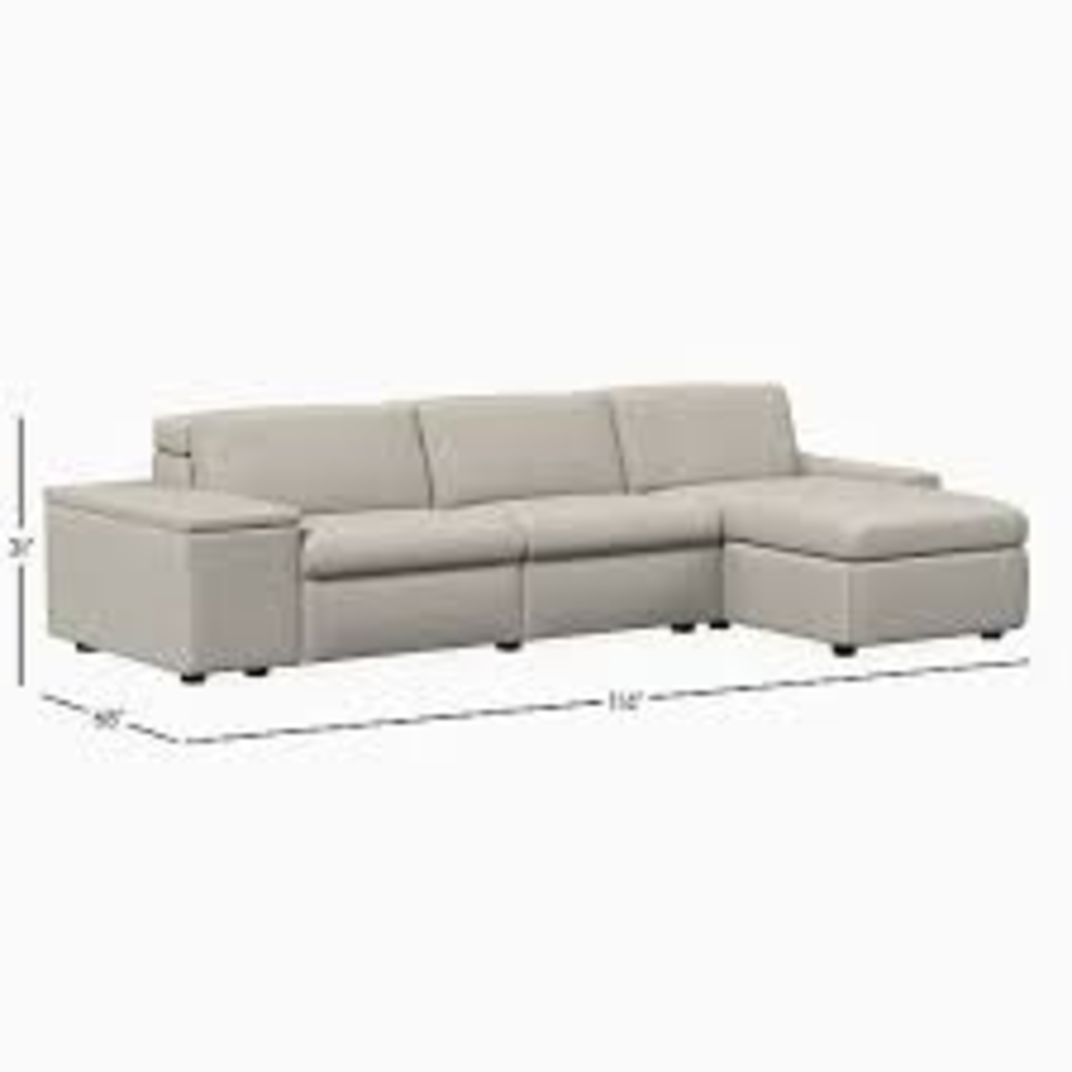 West Elm Enzo 3-Piece Reclining Chaise Sectional w Storage - image-7