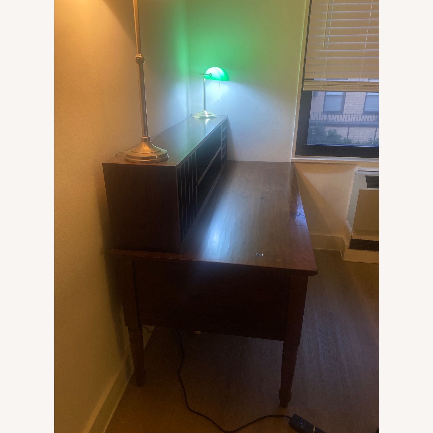 Pottery Barn Printer's 64" Keyhole Desk with Drawers, Tuscan Chestnut Desk - image-2