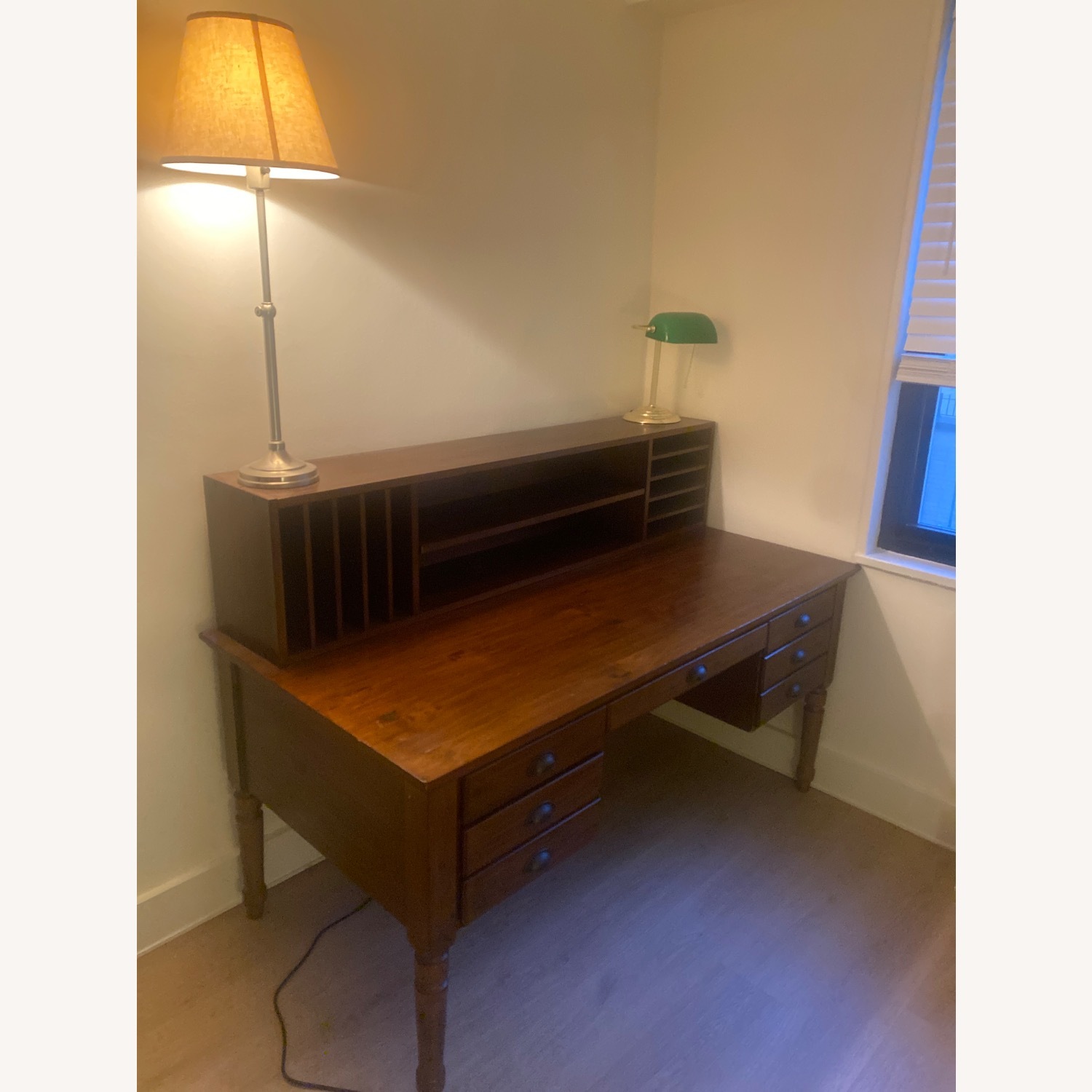 Pottery Barn Printer's 64" Keyhole Desk with Drawers, Tuscan Chestnut Desk - image-3