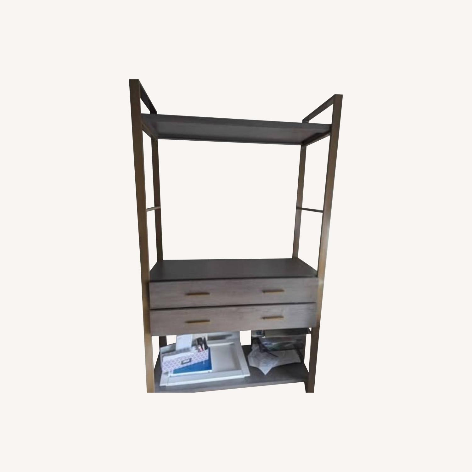 3-Tier Gold Etagere Light Gray Bookshelf  - image-0