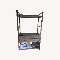 3-Tier Gold Etagere Light Gray Bookshelf