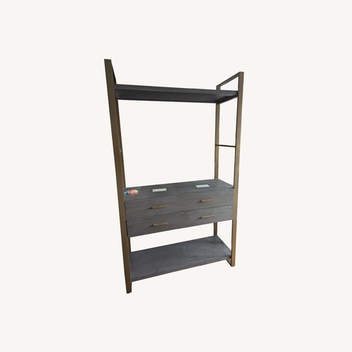 Used 3-Tier Gold Etagere Light Gray Bookshelf  for sale on AptDeco