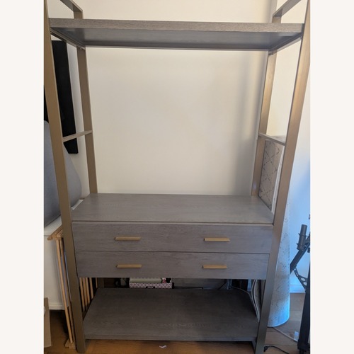 Used 3-Tier Gold Etagere Light Gray Bookshelf  for sale on AptDeco