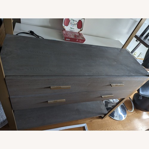 Used 3-Tier Gold Etagere Light Gray Bookshelf for sale on AptDeco