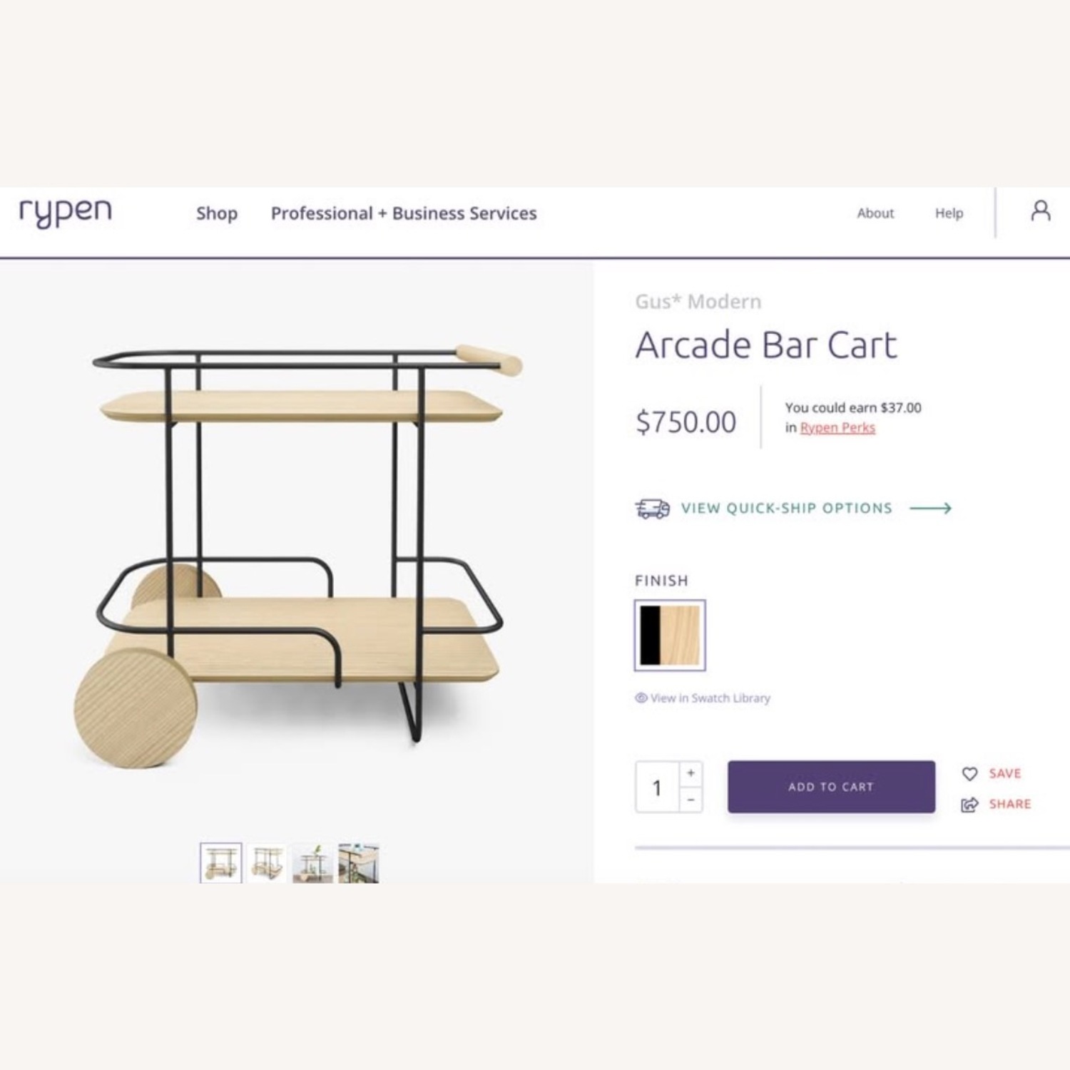 Gus Modern Arcade Bar Cart - image-1