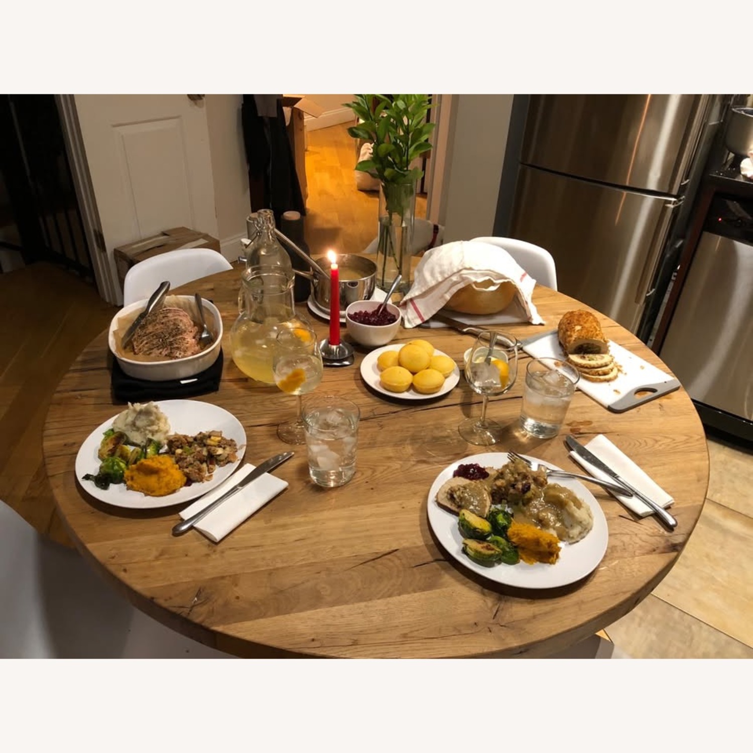 Restoration Hardware Reclaimed Oak Plank Round Dining Table - image-2