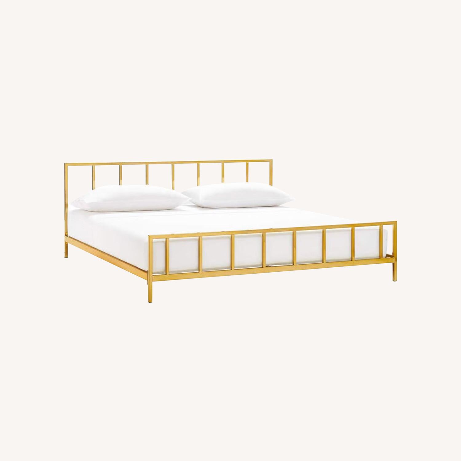 CB2 Alchemy Gold Bronze King Bed Frame - image-0