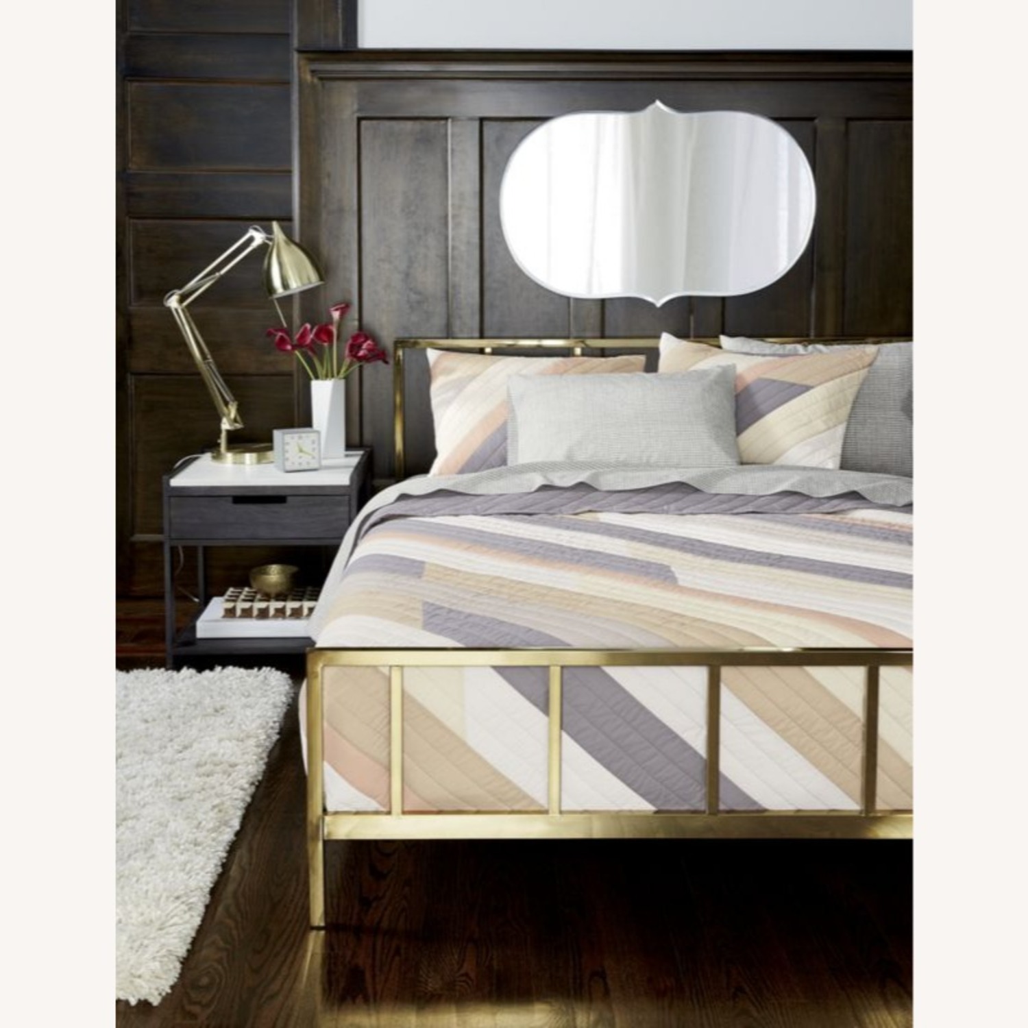CB2 Alchemy Gold Bronze King Bed Frame - image-5