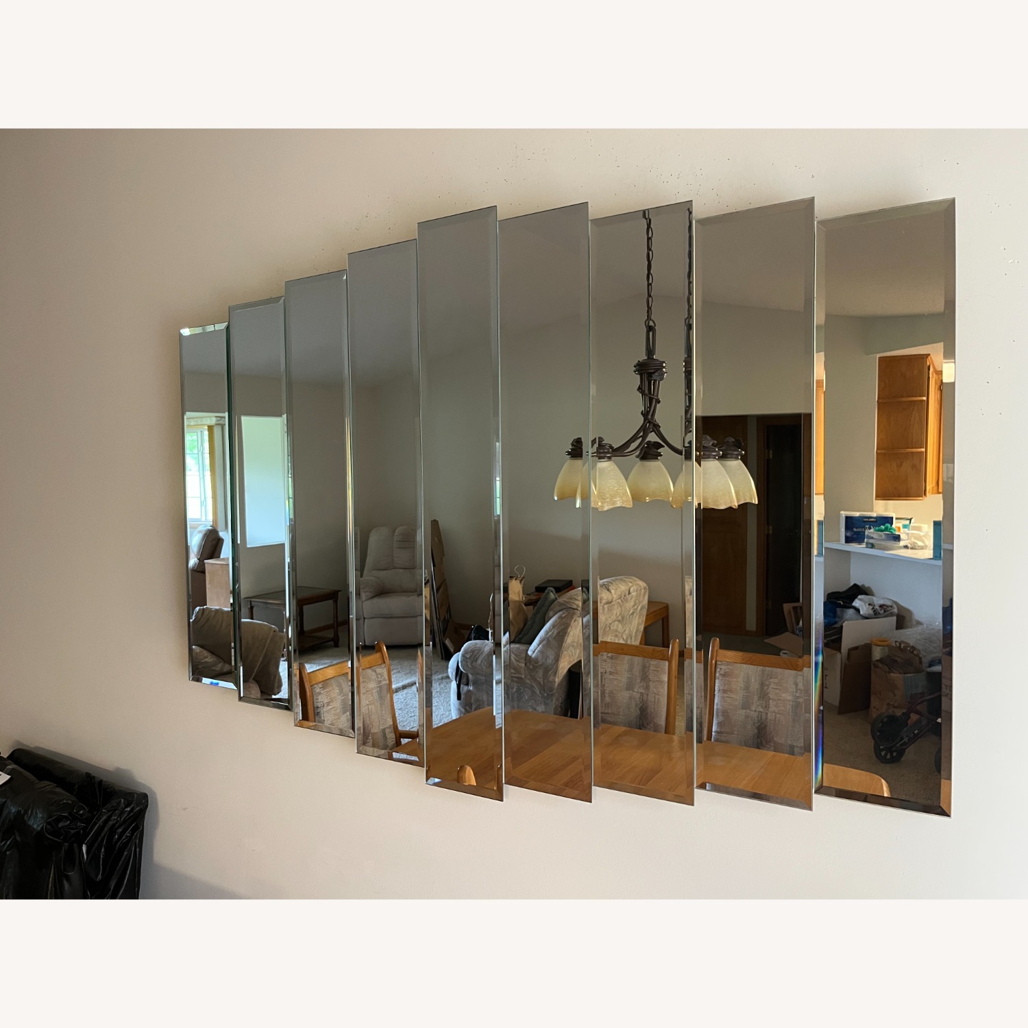 Vintage Art Deco Style Beveled 9-Step Panel Mirror - image-1