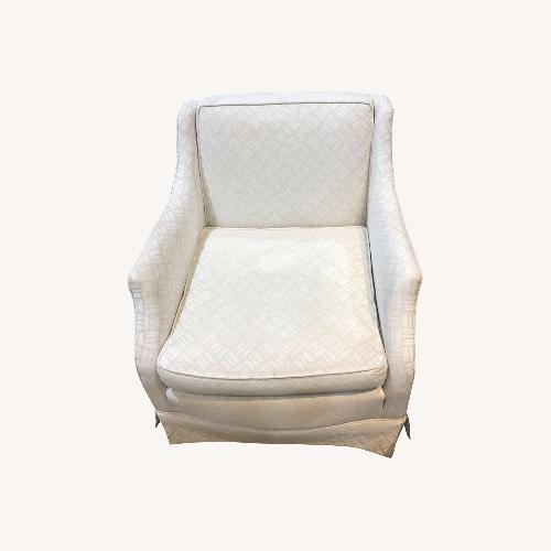 Used Custom Upholstered Weave Pattern Skirted Chair for sale on AptDeco