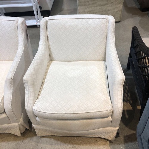Used Custom Upholstered Weave Pattern Skirted Chair for sale on AptDeco