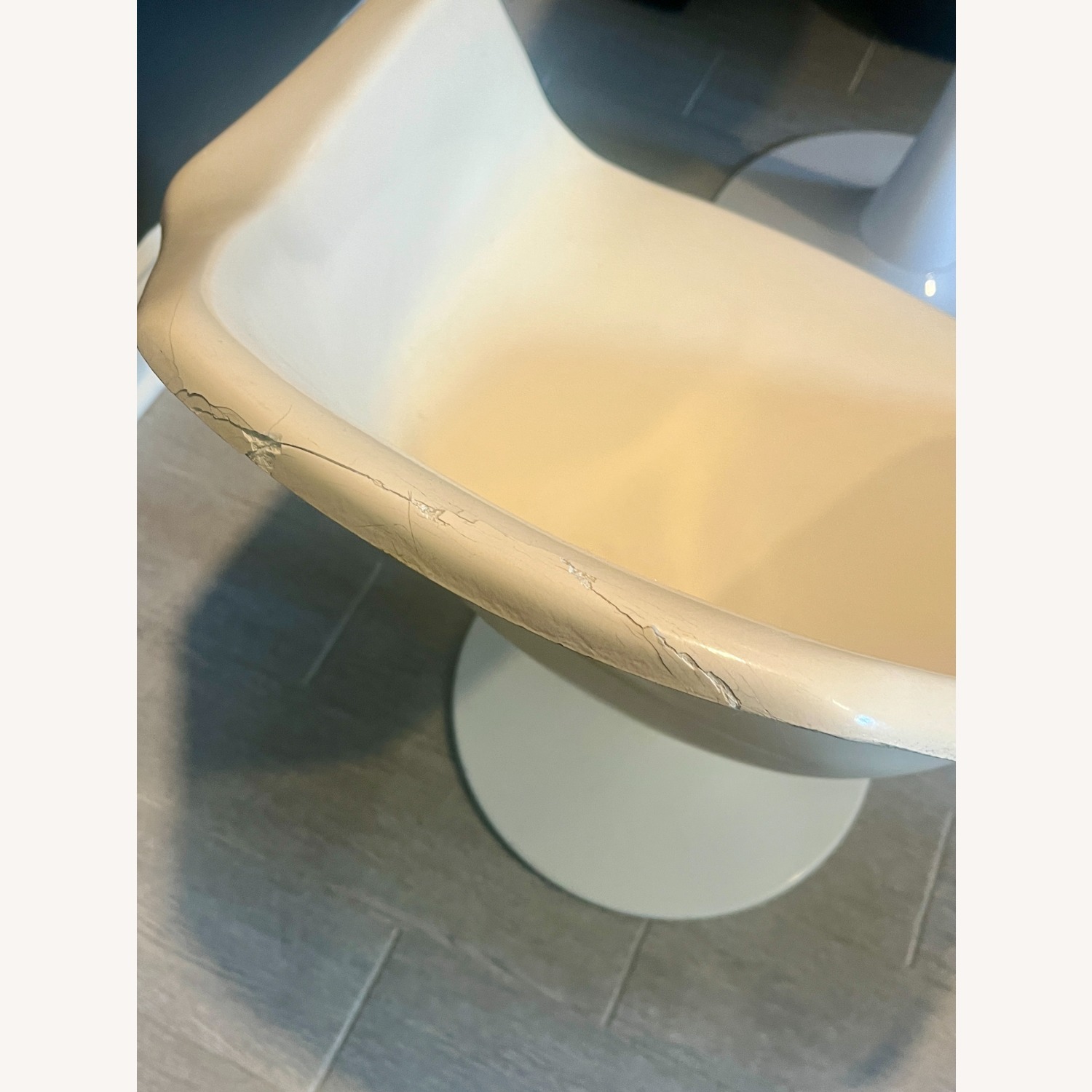 2 Vintage Tulip Off White Dining Chairs - image-3