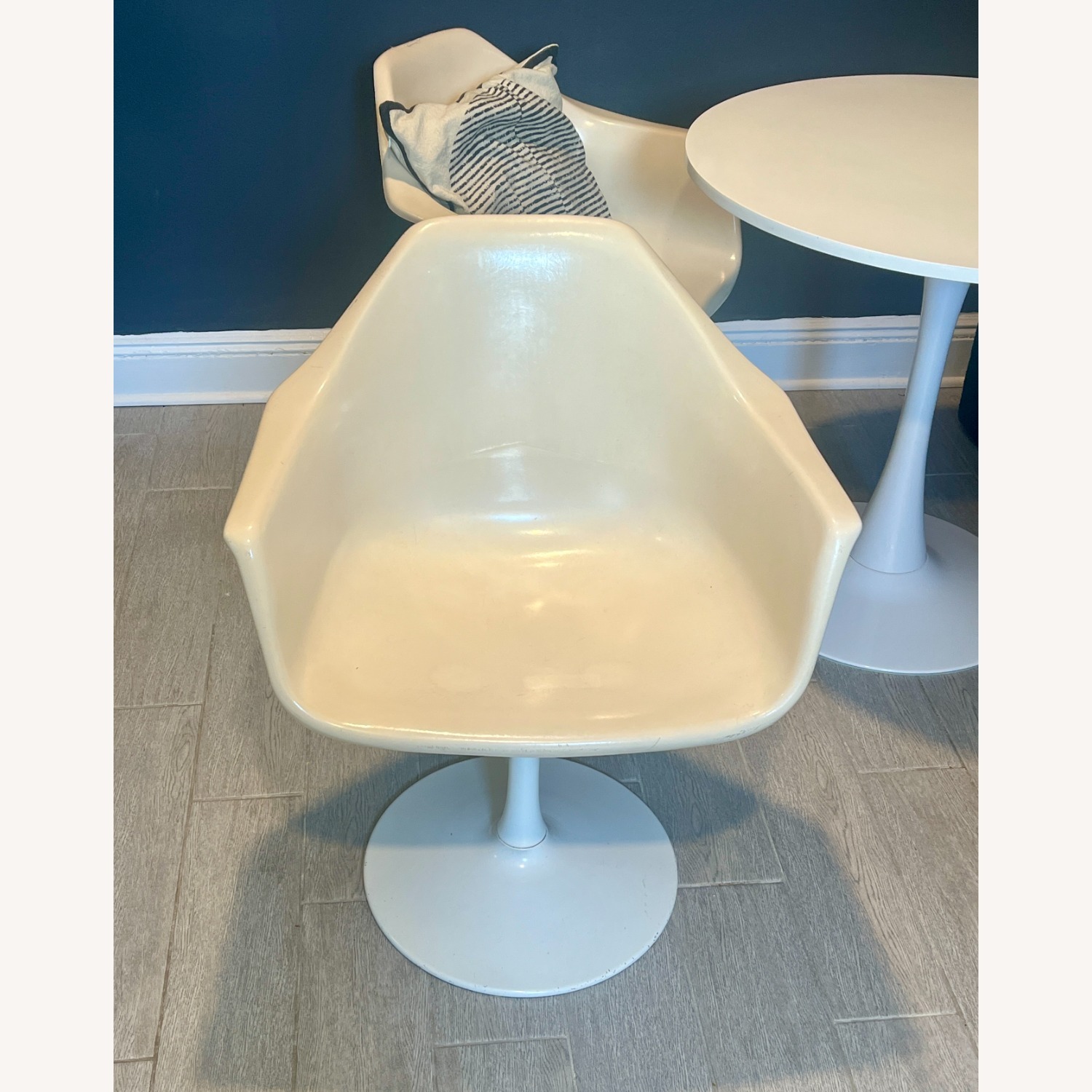 2 Vintage Tulip Off White Dining Chairs - image-2